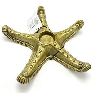 Brass Starfish Tealight Candle Holder 9” Gold Sea Star Ocean Beach Coastal Decor